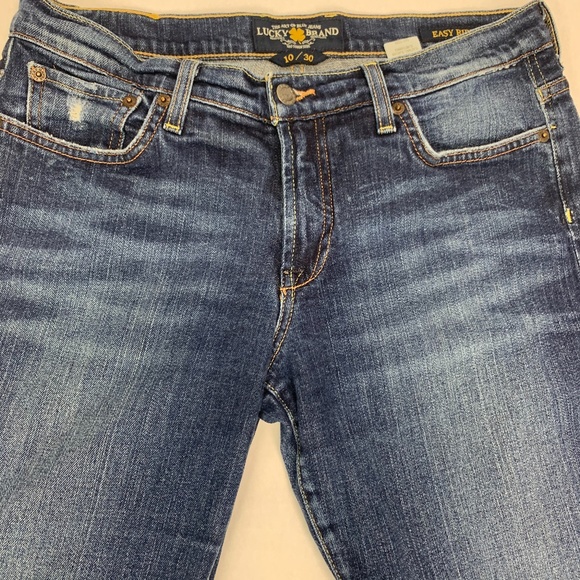 Lucky Brand Womens Jeans 10 30 Blue Easy Rider Straight Leg Med Wash Distressed - Picture 2 of 8